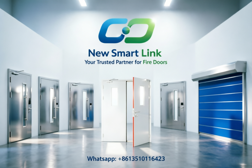 Steel fire doors, stainless steel fire doors, and fire rolling shutters by Dongguan New Smart Link Company