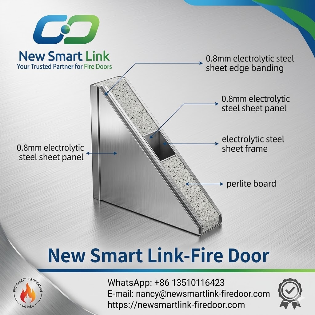 Steel fire door cross-section structure by New Smart Link